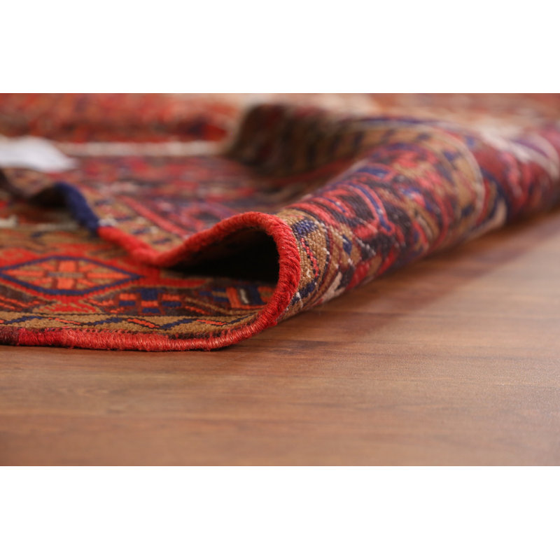 Tapis traditionnel fait à la main en laine rouge 7 x 10