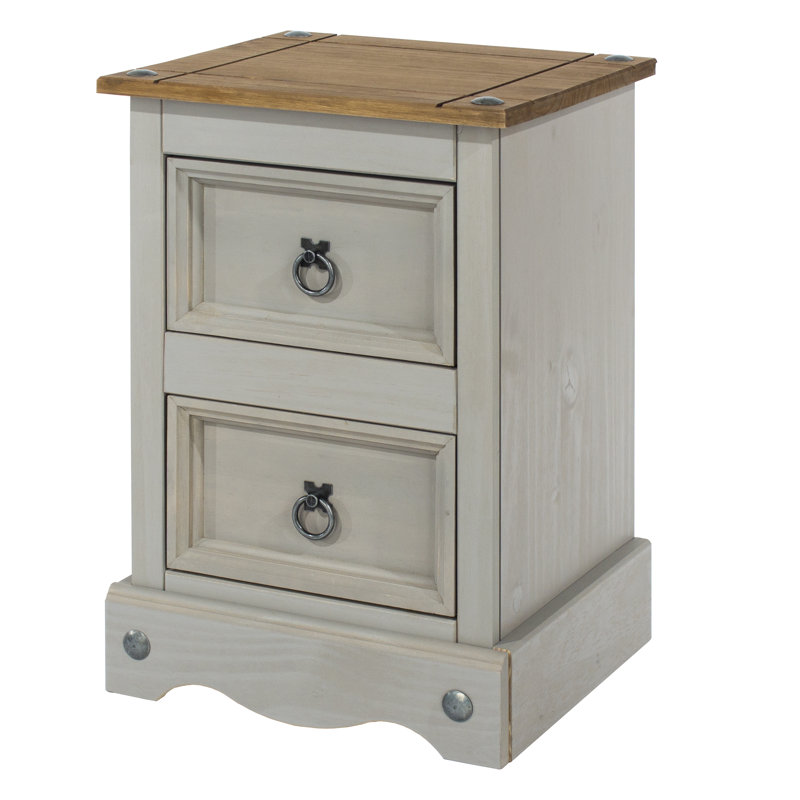 Wes 2 Drawer Compact Bedside Table, Corona Design, Grey