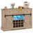 Wine Bar Cabinet w/LED Lights  Doors Coffee Station w/ Adjustable Shelves Racks-1739712374