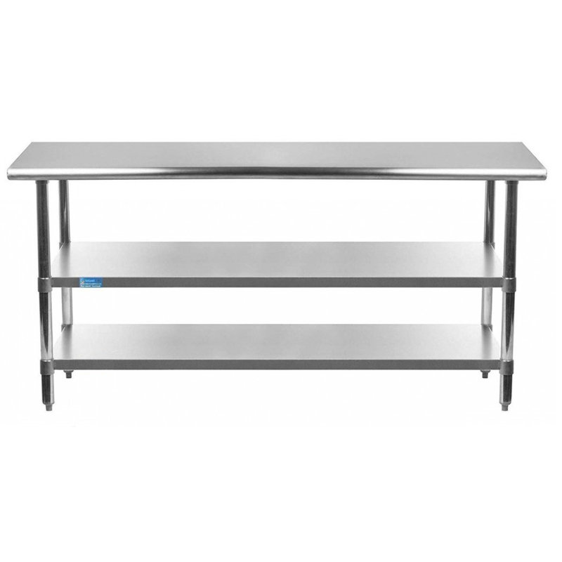 72" Stainless Steel Work Table with Galvanized Shelves