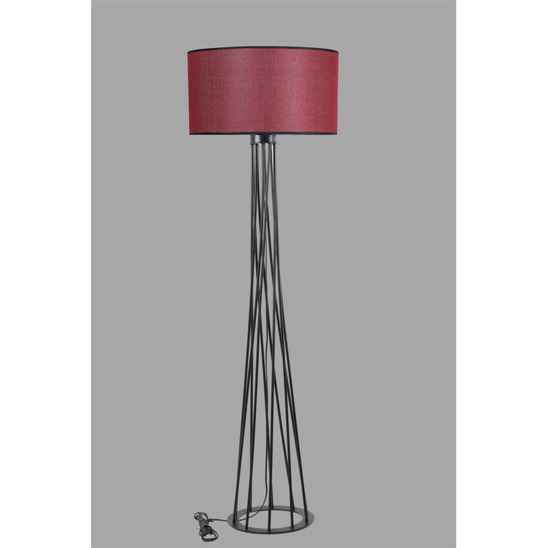 Lampe sur pied moderne rouge Claret, 63,0 pouces de hauteur | Fabrication 100% métal, diamètre de l'abat-jour: 17,7 pouces, hauteur de l'abat-jour: 11,8 pouces | Douille E27, 40 W maximum | Conception élégante et élégante pour le salon et la chambre à coucher