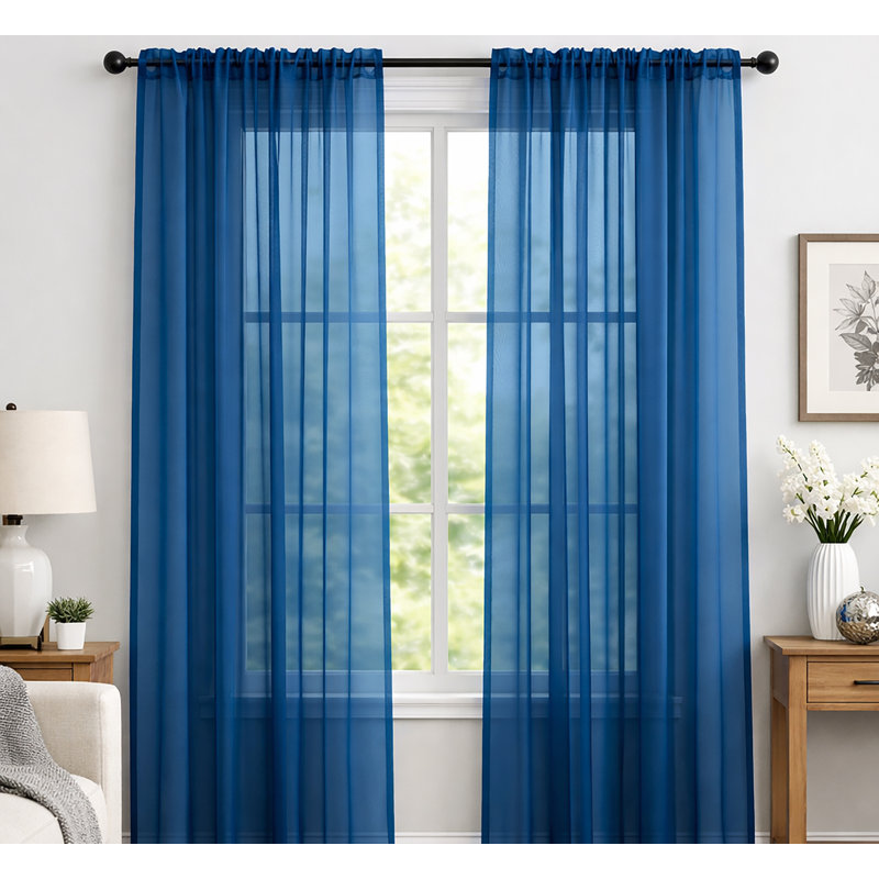 Ensemble de rideaux transparents avec passe-tringle 90 po (2 panneaux), Royal