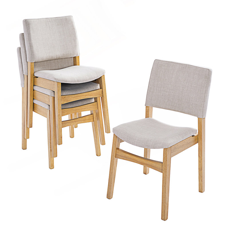 Ensemble de 4 chaises de salle à manger rembourrées empilables, Naturel, 4
