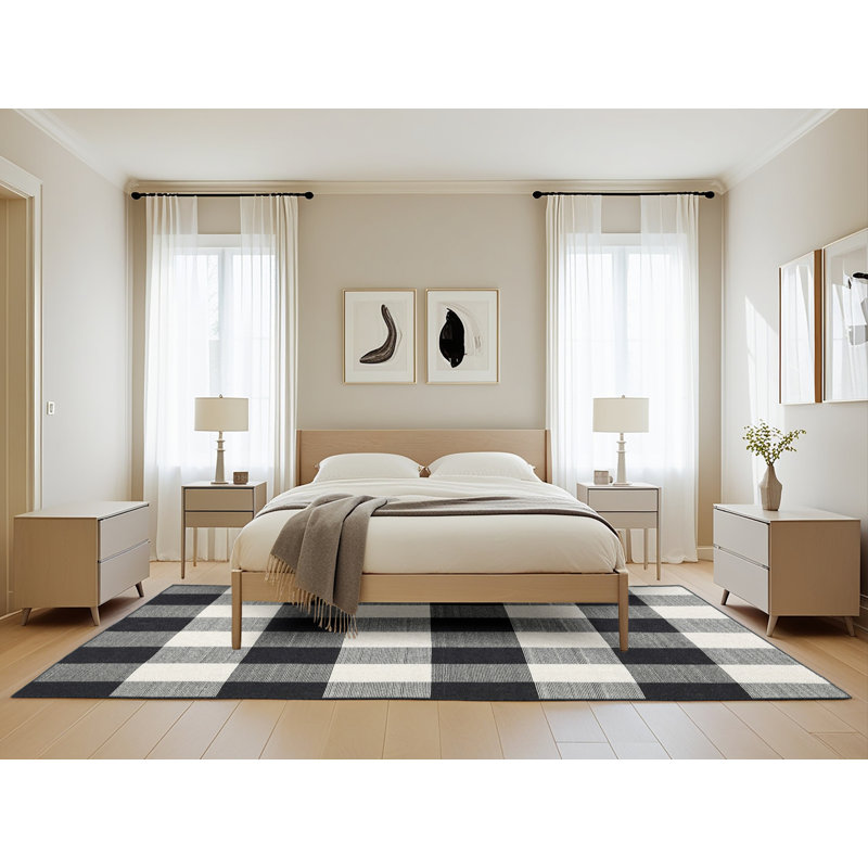 Tapis noir/gris zone contemporaine, Rectangle 5 pi x 8 pi