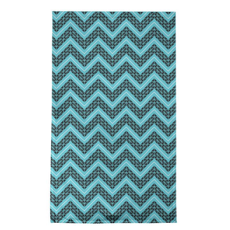 Stephenie Tea Towel Kitchen Towel, Aqua/White/Black, Cotton Twill