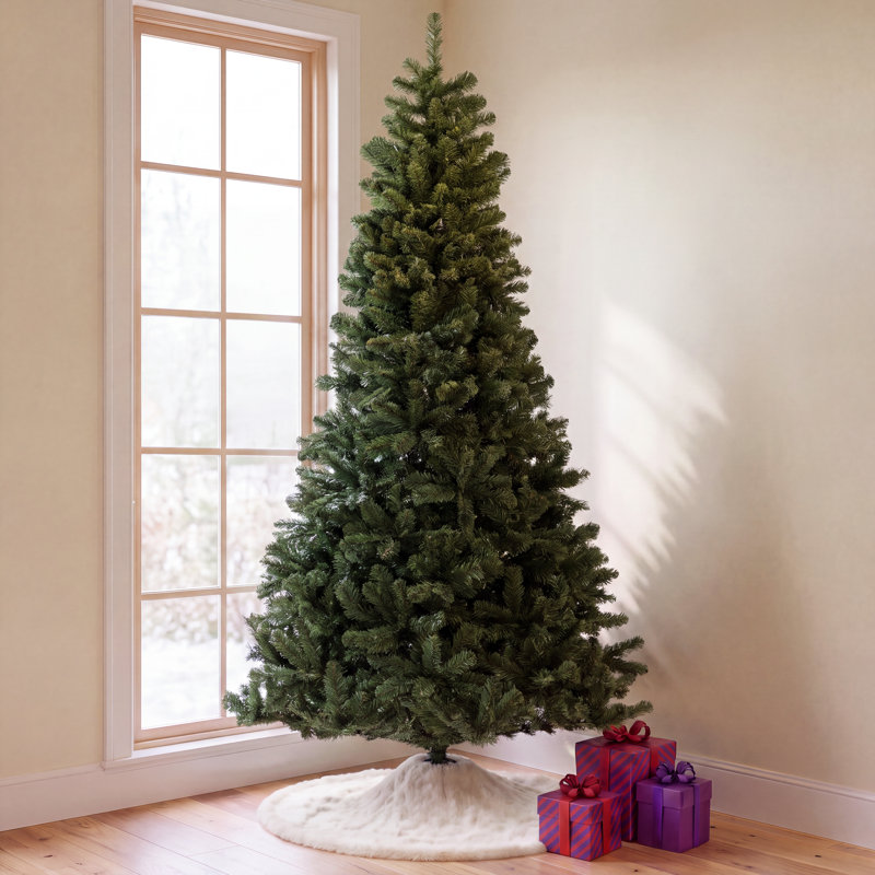 Arbre de Noël artificiel vert non éclairé avec base en métal, H 9 po