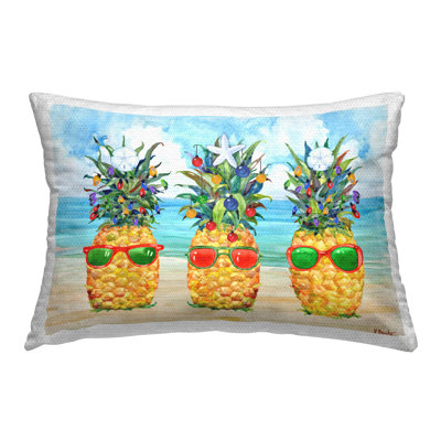 Coussin décoratif d'extérieur imprimé ananas de Noël par Paul Brent