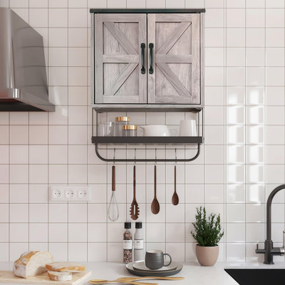 Bathroom Cabinet Wall Mounted with 2 Barn Door