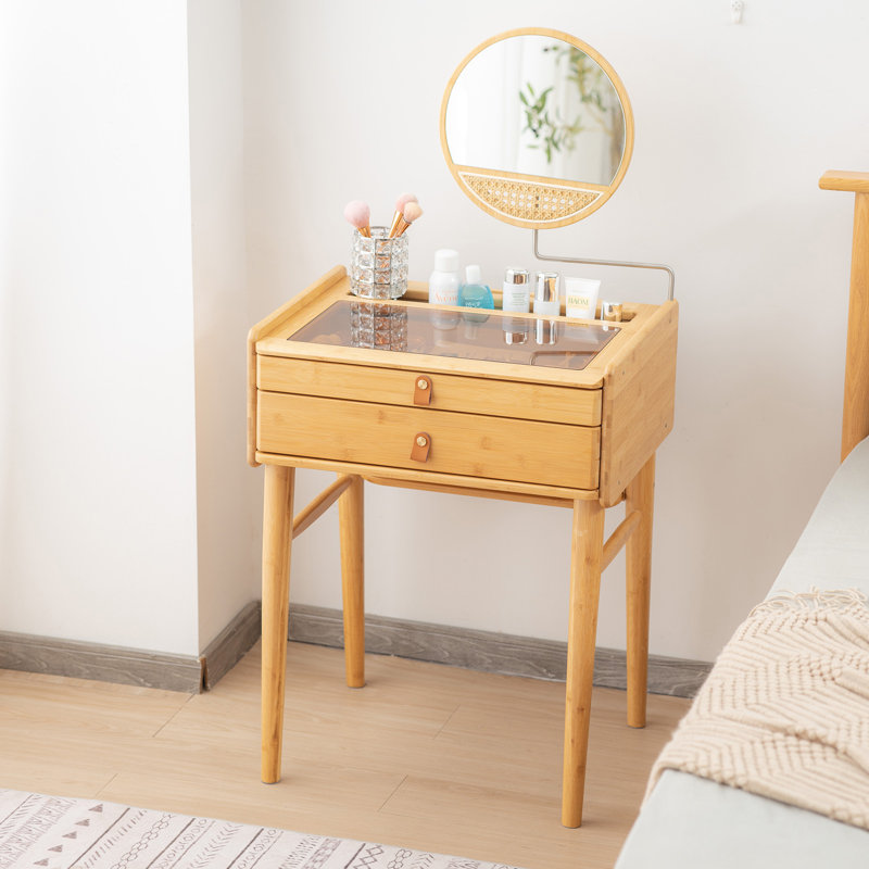 Coiffeuse en bois avec miroir