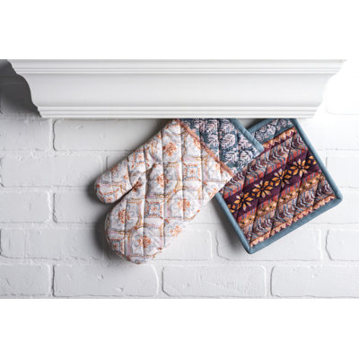 Maison d'Hermine Fair Isle Gant de cuisine + Manique 100 % coton - 19 x 33 cm et 20 x 20 cm