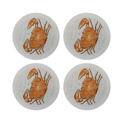 Zodiac Cancer Vegan Leather Round Pebble Placemat