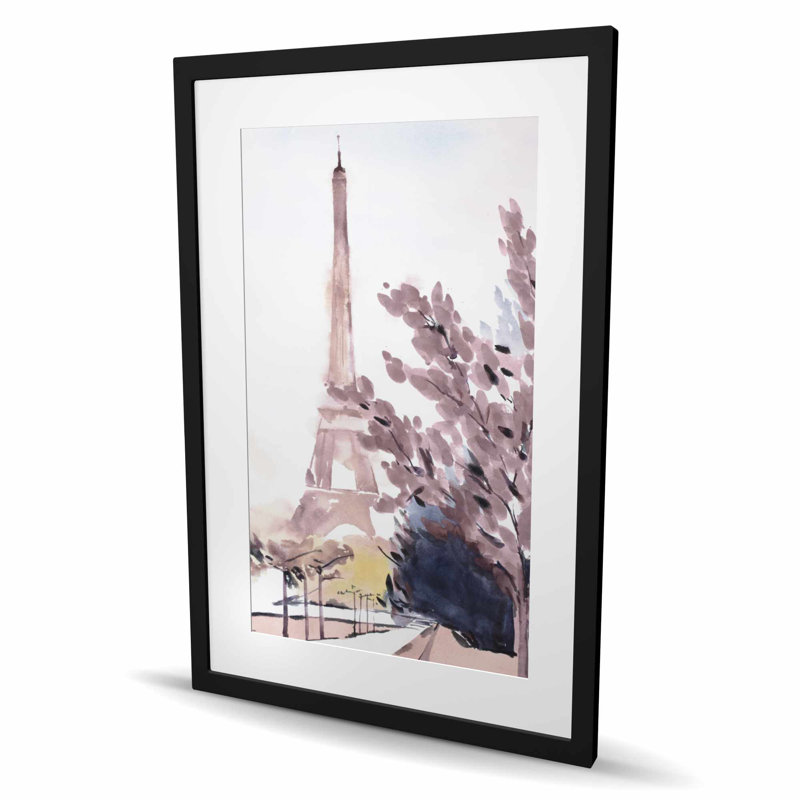 Paris & Eiffel Scene Framed Matted Print | Home Decor