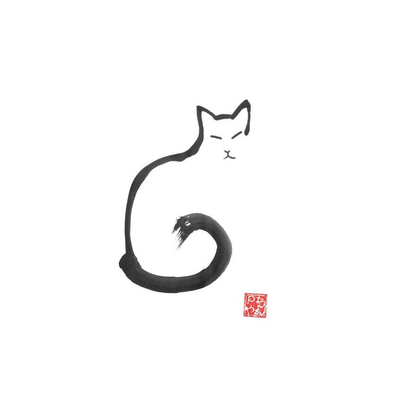 «Neko I» par Péchane, reproduction d'art sur toile tendue, H 26 po x l 18 po x 1,5 po
