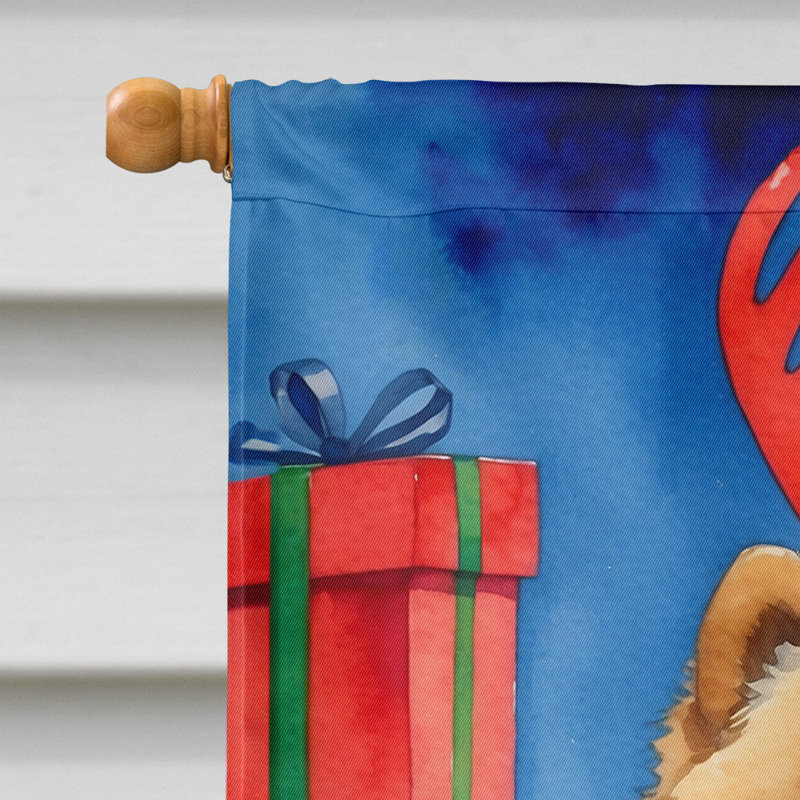 Drapeau de Noël maison de renne, Chow-chow