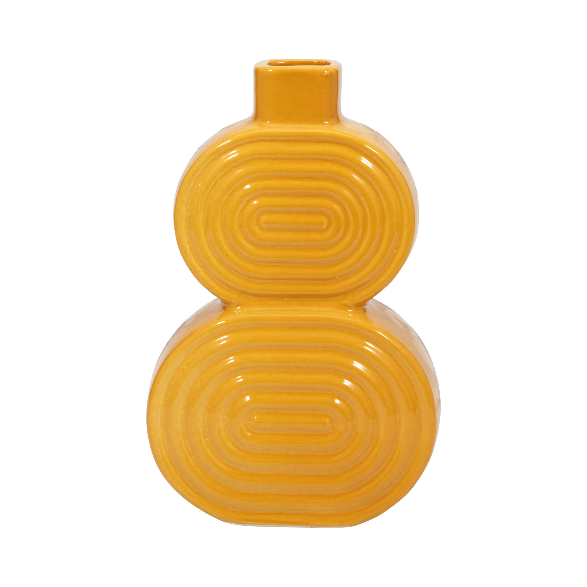 Sagebrook Home Alorie Artistic Accent Vase  Timeless Charm for Elegant Spaces, 10" H x 6" W x 3" D, Circles Gold