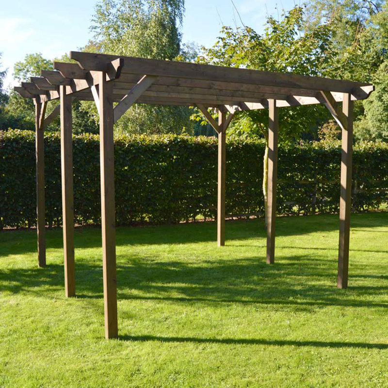 Mical Wood Pergola, Rustic Brown, 15.75 ft. x 9.84 ft.