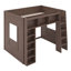Grand lit mezzanine en bois avec armoires et tablettes, conception moderne peu encombrante-1992993630