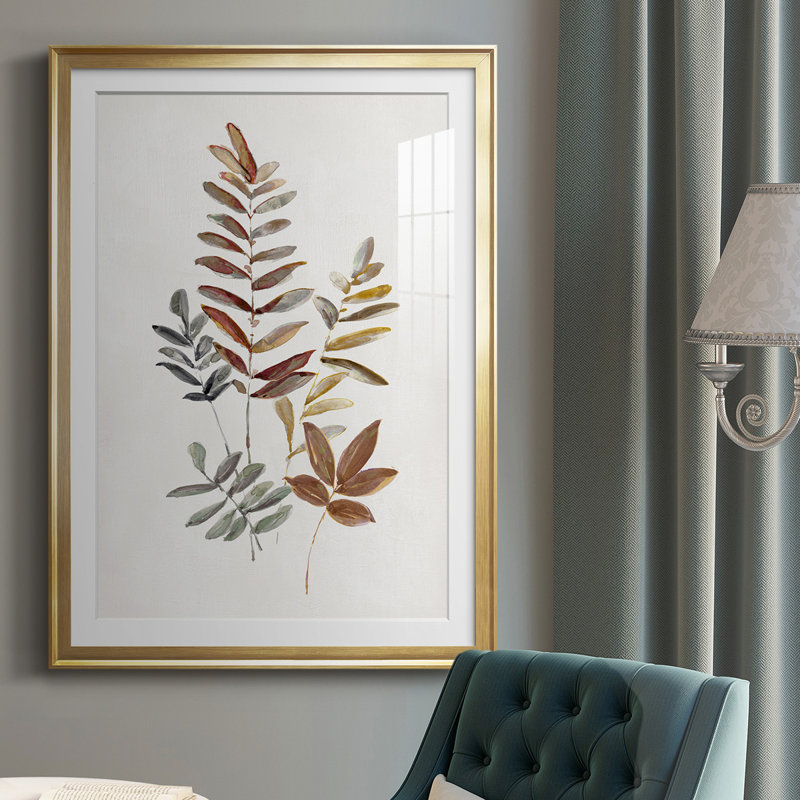 Feuilles d'automne I, reproduction encadrée de qualité supérieure - prête à être accrochée, Cadre doré