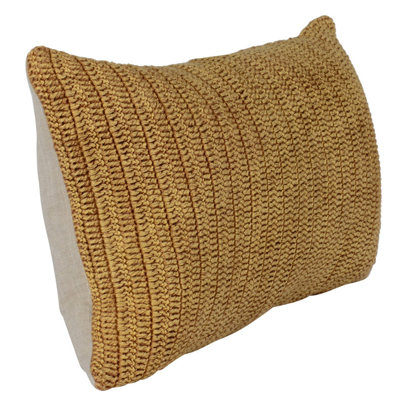 Nakeya Knitted Linen Throw Pillow, Ivory, 14" x 26", Rectangle