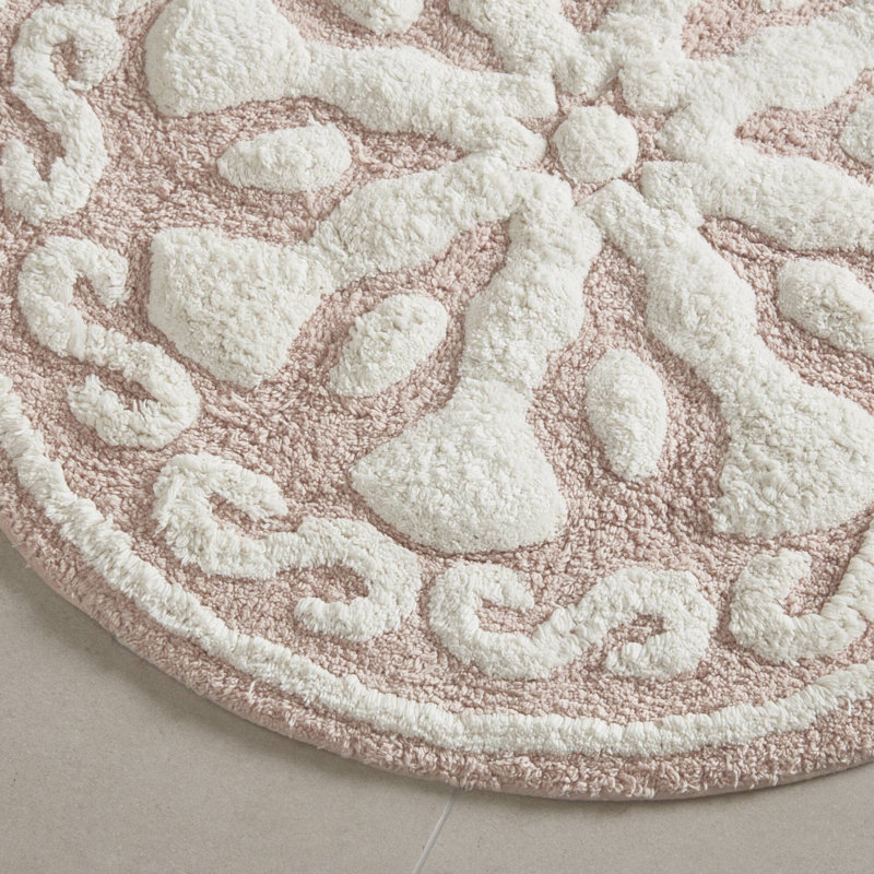 Tapis pour salle de bain Casablanca, Rose, Rond l 25 po x L 25 po