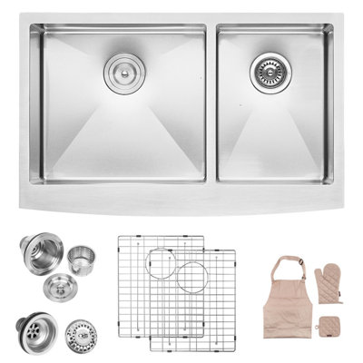 33'' L Double Bowl Stainless Steel Kitchen Sink
