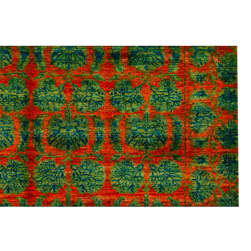Hand Knotted Silk Area Rug in Rust