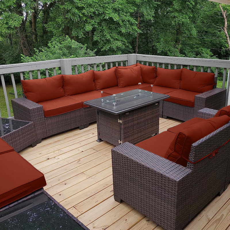 Outdoor 4” Cushion Covers Set Patio Furniture Cushion Covers, Only Covers, Terra Red