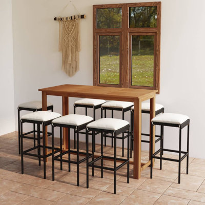 Towne Rectangular 8 - Person Bar Height Dining Set with Cushions by Latitude Run