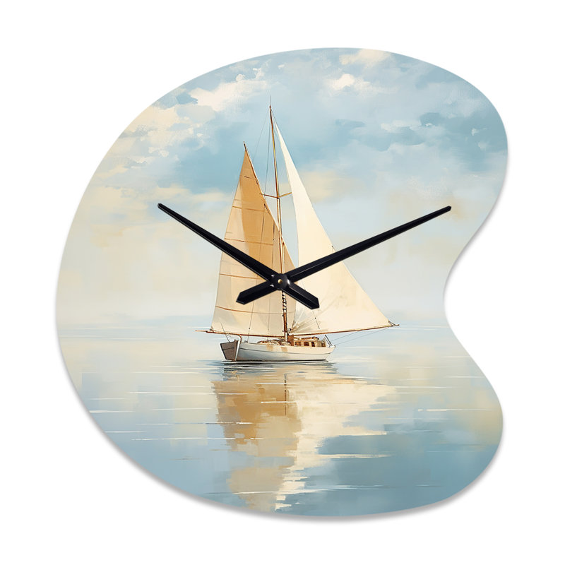 Grande horloge murale multicolore - Voilier chuchotant Breezes I - Forme unique, Grand