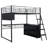 Metal Loft Bed With Desk, Bookshelf & Angled Ladder – Space-saving Black Frame For Teens-269687726