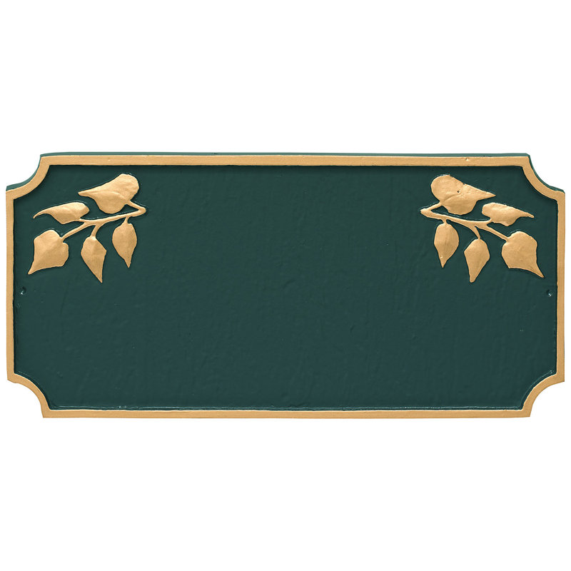 Plaque d’adresse murale sur 2 lignes camden ivy, Vert forêt / doré, Oui