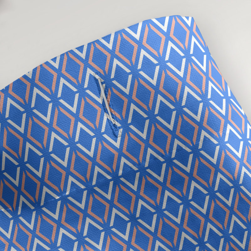 Rideau double double géométrique, Blue/Orange Geometric II