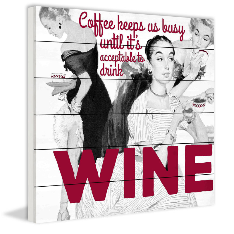« wine », impression sur bois, H 18 po x l 18 po