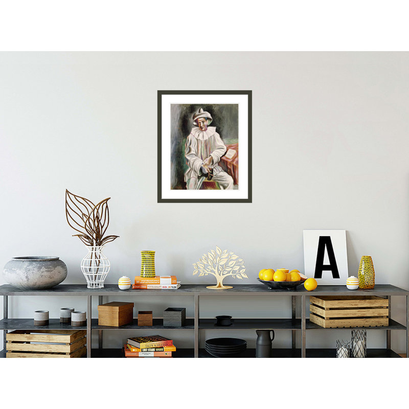 Assis Pierrot par Pablo Picasso, impression giclée sur cadre, H 27,99 po x l 23,5 po