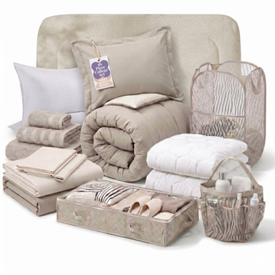 AMYX 16 Piece Twin XL Complete College Dorm Kit