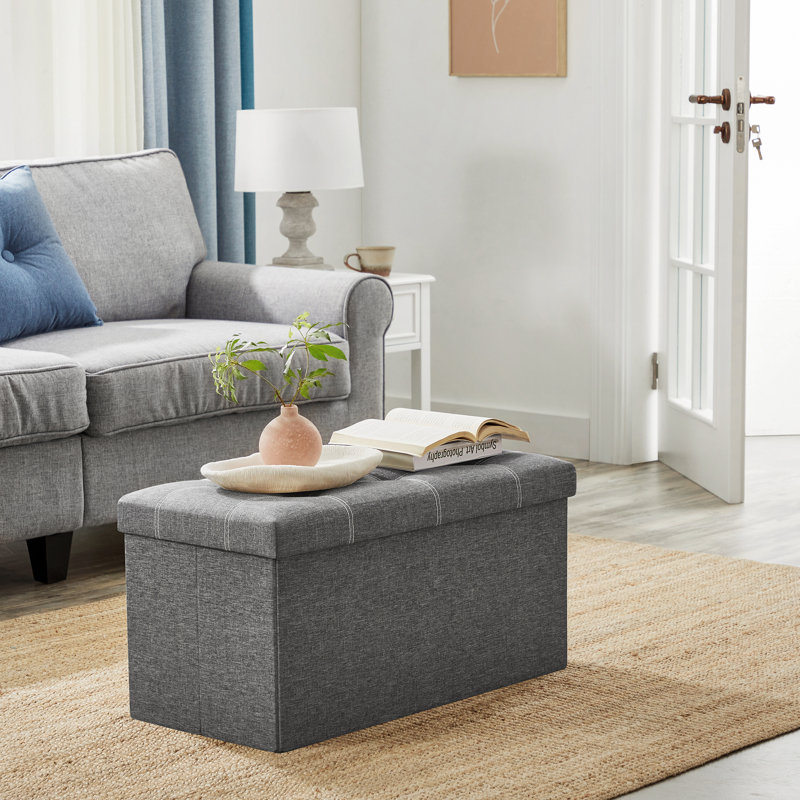 Ottoman Storage Bench, Dark Gray