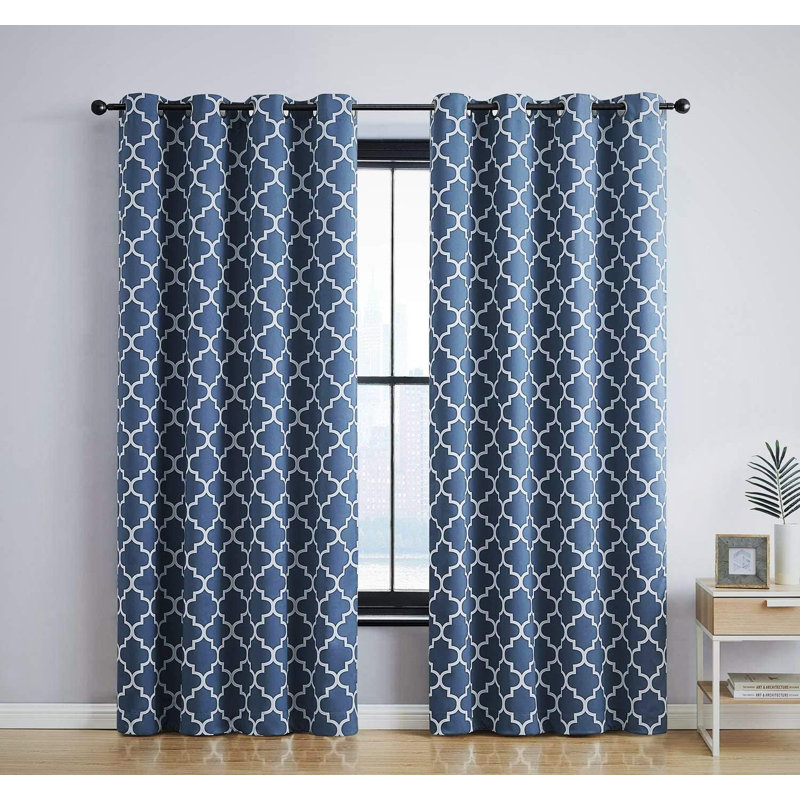 Alexuis Blackout Curtain Pair, 52" W x 84" L, Dusty Blue