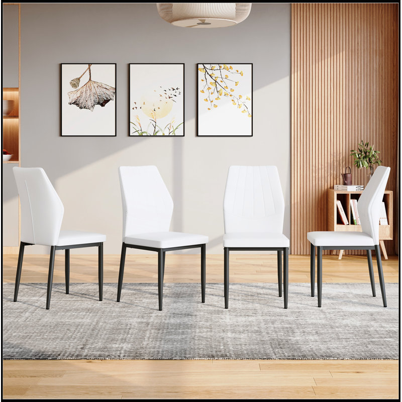 Ensemble de 4 chaises de salle à manger ergonomiques en polyuréthane pour une expérience culinaire parfaite, Blanc