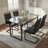 51" Modern Minimalist Rectangular Glass Dining Table with Tempered Glass Tabletop and Metal Legs-1117164859