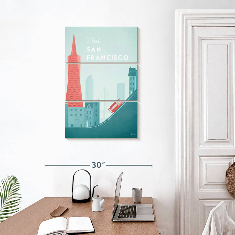 Affiche de voyage rétro Nicci San Francisco, H 32 po x l 20 po