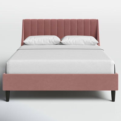 Helaina Velvet Upholstered Wingback Bed