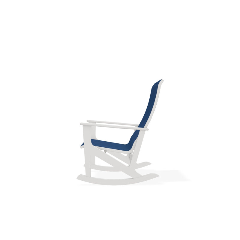 Wexler Polymer Outdoor Lounge Chair, Snow, Cobalt 35D Sunbrella®
