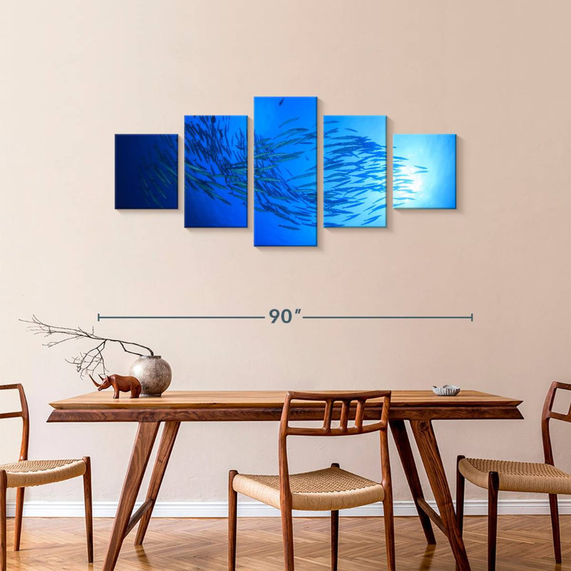 Poisson barracuda au lever du soleil, H 36 po x l 80 po