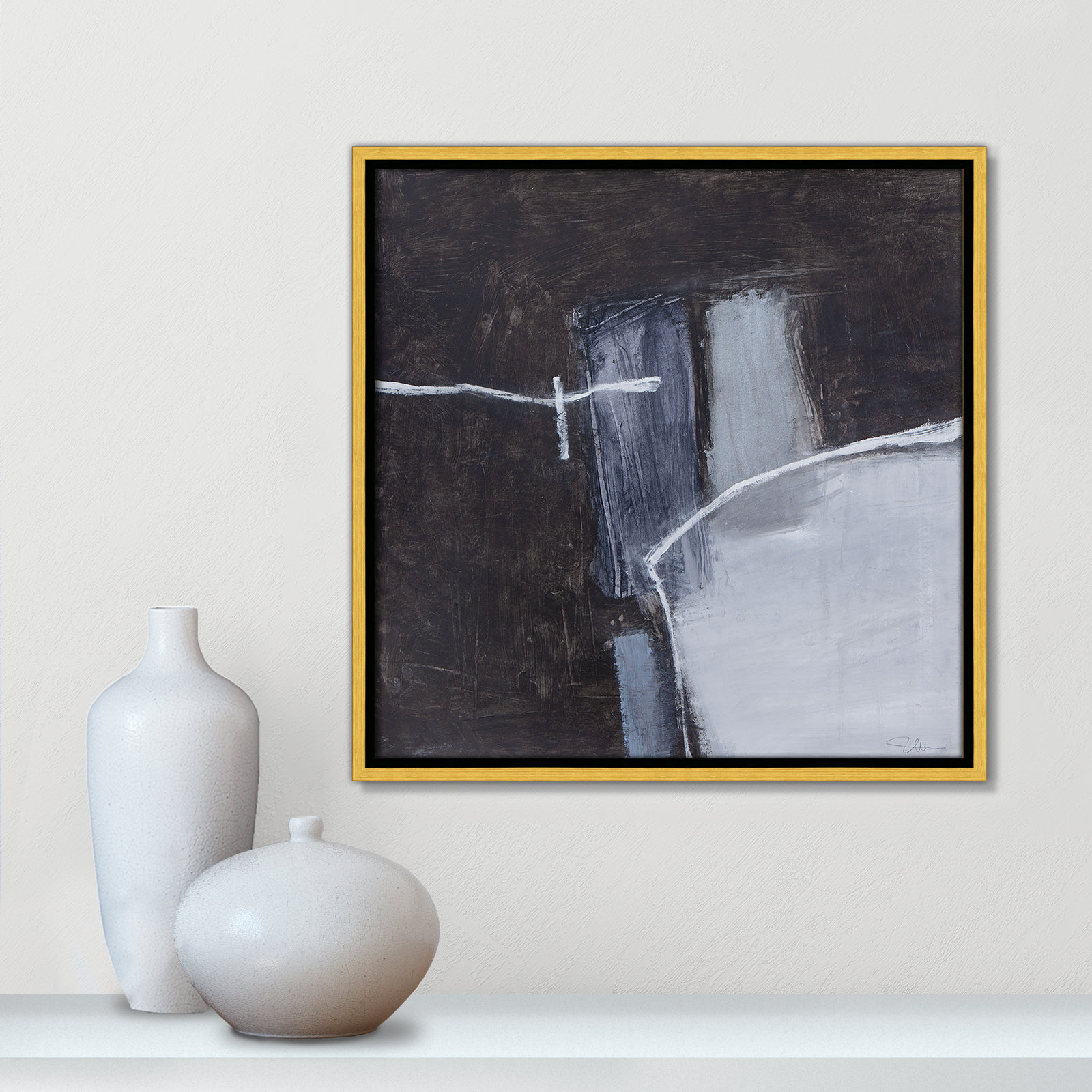 Graphite Gemstones Collection "Graphite Gemstones I" Print, Gold, 17.5" H x 17.5" W