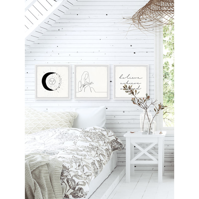 Believe And Succeed - 3 Piece Single Picture Frame Painting Set, 45cm H x 45cm W x 3.81cm D