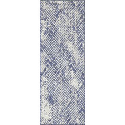 7 Ft. 10 In. X 3 Polypropylene Area Rug In Blue - Stain , For Indoor & Outdoor And
