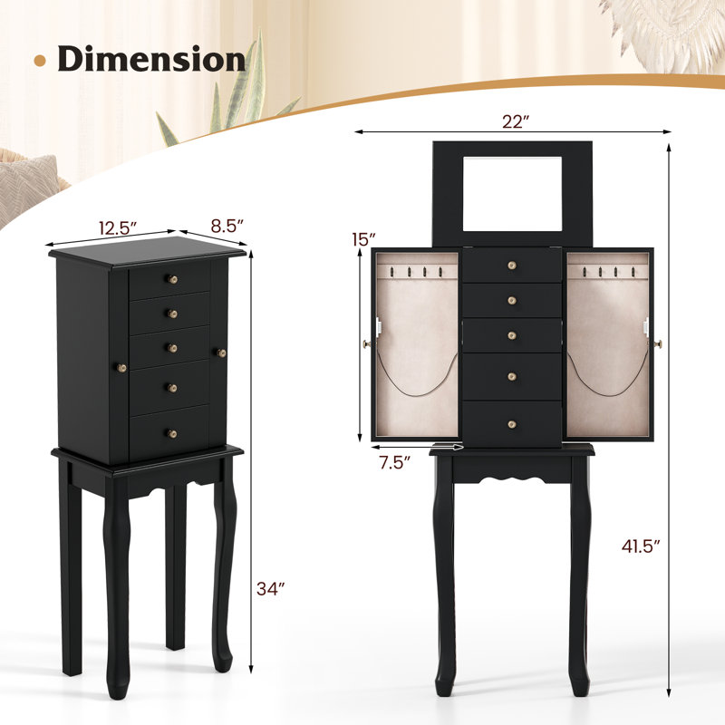 Armoire à bijoux Cheik, Noir