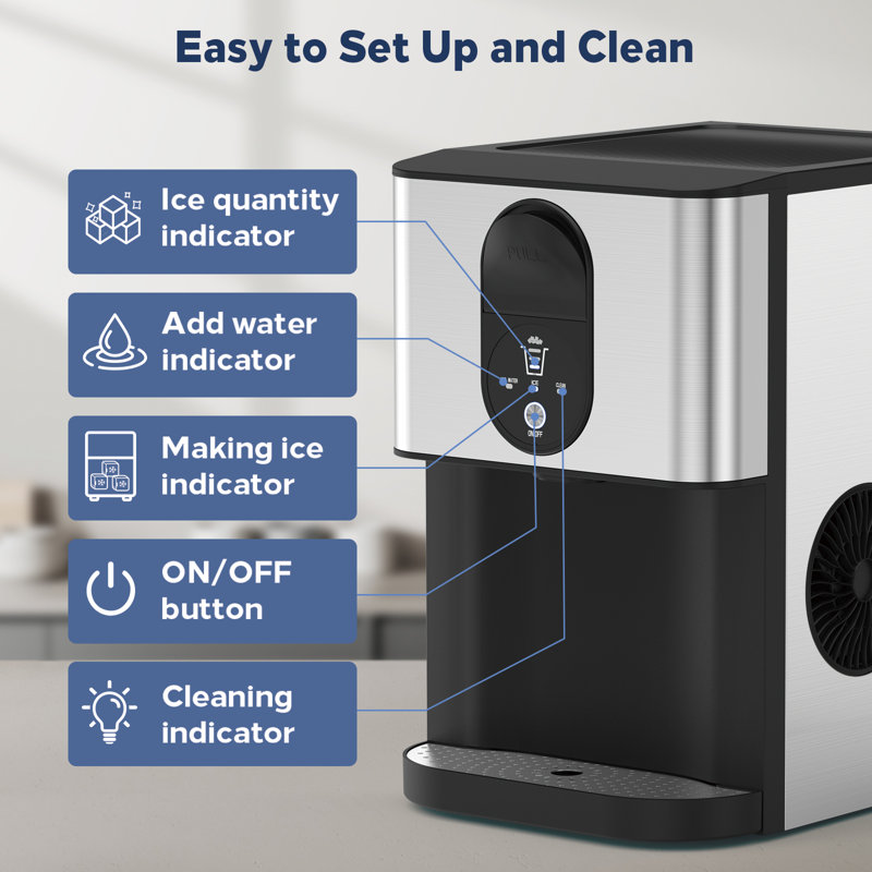  44 Lb. Daily Production Nugget Clear Ice Portable Ice Maker Variant Product Name, Black/Stainless Steel
