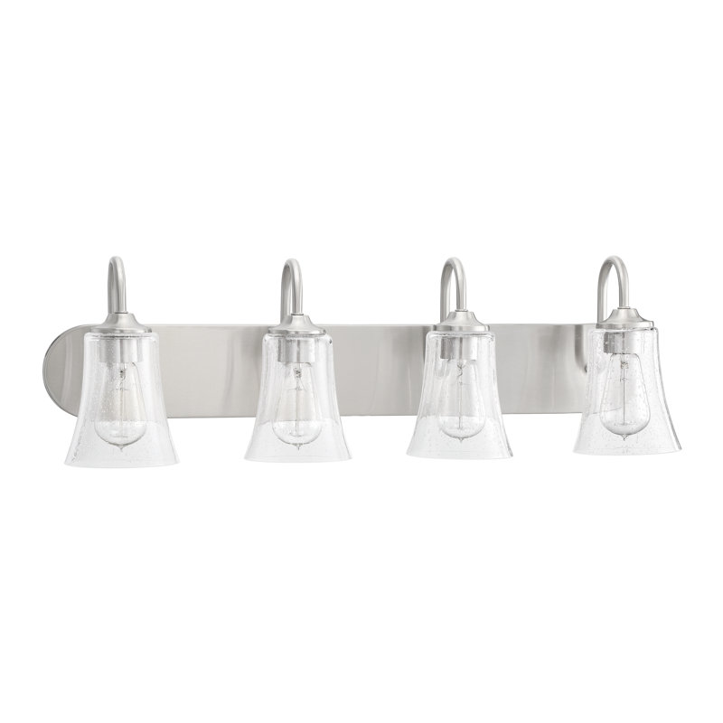 Abubaker 4 - Light Dimmable Vanity Light, Clear Seeded, Brushed Polished Nickel