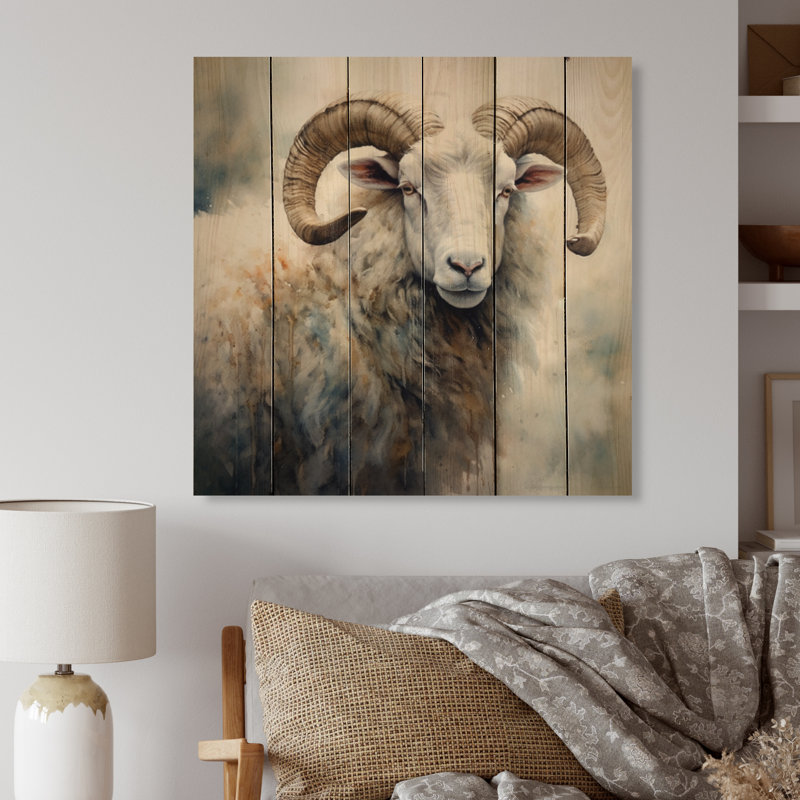 Wild Sheep II sur bois, H 35 po x l 35 po x P 0,78 po